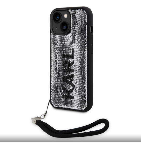 Karl Lagerfeld Paljetter Vändbart Fodral till iPhone 13 Svart/Silver