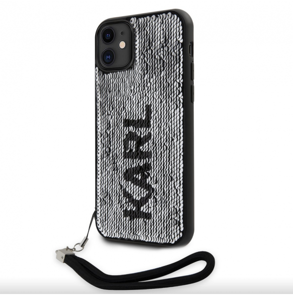 Karl Lagerfeld Paljetter Vändbart Fodral till iPhone 11 Svart/Silver