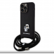 Karl Lagerfeld Saffiano Nylon Crossbody Metall Karl och Choupette Fodral för iPhone 15 Pro Max Svart