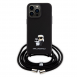Karl Lagerfeld Saffiano Nylon Crossbody Metall Karl och Choupette Fodral för iPhone 15 Pro Max Svart