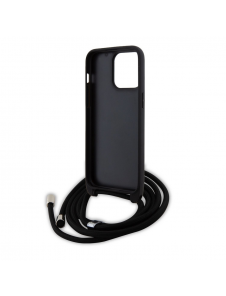 Karl Lagerfeld Saffiano Nylon Crossbody Metall Karl och Choupette Fodral för iPhone 15 Pro Max Svart