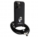 Karl Lagerfeld Saffiano Nylon Crossbody Metall Karl och Choupette Fodral för iPhone 15 Pro Max Svart