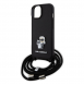 Karl Lagerfeld Saffiano Nylon Crossbody Metall Karl och Choupette Fodral till iPhone 15 Svart