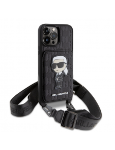 Karl Lagerfeld Saffiano Monogram Crossbody Ikonik NFT-fodral till iPhone 14 Pro Max Svart