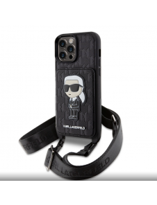 Karl Lagerfeld Saffiano Monogram Crossbody Ikonik NFT-fodral till iPhone 14 Pro Max Svart