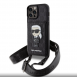 Karl Lagerfeld Saffiano Monogram Crossbody Ikonik NFT-fodral till iPhone 14 Pro Max Svart