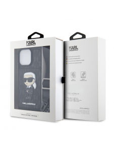 Karl Lagerfeld Saffiano Monogram Crossbody Ikonik NFT-fodral till iPhone 14 Pro Max Svart