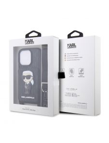 Karl Lagerfeld Saffiano Monogram Crossbody Ikonik NFT-fodral för iPhone 14 Pro Svart