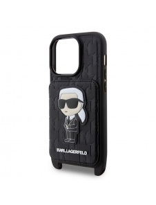 Karl Lagerfeld Saffiano Monogram Crossbody Ikonik NFT-fodral för iPhone 14 Pro Svart