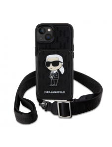 Karl Lagerfeld Saffiano Monogram Crossbody Ikonik NFT-fodral till iPhone 14 Svart