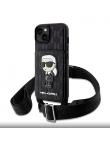 Karl Lagerfeld Saffiano Monogram Crossbody Ikonik NFT-fodral till iPhone 14 Svart