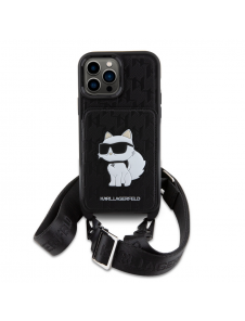 Karl Lagerfeld Saffiano Monogram Crossbody Choupette NFT-fodral till iPhone 14 Pro Max Svart