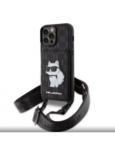 Karl Lagerfeld Saffiano Monogram Crossbody Choupette NFT-fodral till iPhone 14 Pro Max Svart