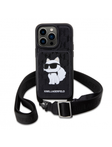 Karl Lagerfeld Saffiano Monogram Crossbody Choupette NFT-fodral till iPhone 14 Pro Svart