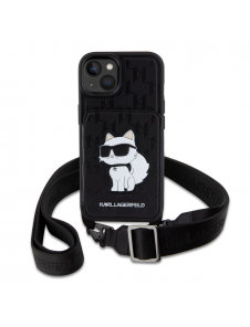 Karl Lagerfeld Saffiano Monogram Crossbody Choupette NFT-fodral till iPhone 14 Svart
