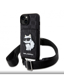 Karl Lagerfeld Saffiano Monogram Crossbody Choupette NFT-fodral till iPhone 14 Svart