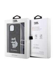 Karl Lagerfeld Saffiano Monogram Crossbody Choupette NFT-fodral till iPhone 14 Svart