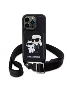 Karl Lagerfeld Saffiano Crossbody Karl och Choupette NFT-fodral till iPhone 14 Pro Max Svart