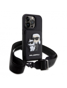 Karl Lagerfeld Saffiano Crossbody Karl och Choupette NFT-fodral till iPhone 14 Pro Max Svart