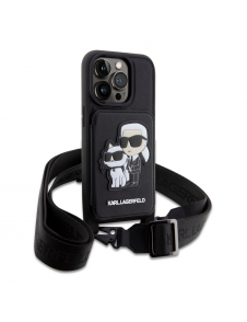 Karl Lagerfeld Saffiano Crossbody Karl och Choupette NFT-fodral till iPhone 14 Pro Svart