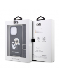 Karl Lagerfeld Saffiano Crossbody Karl och Choupette NFT-fodral till iPhone 14 Pro Svart