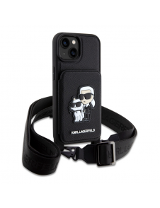 Karl Lagerfeld Saffiano Crossbody Karl och Choupette NFT-fodral till iPhone 14 Svart