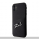 Karl Lagerfeld Saffiano Card Slot Metal Signaturfodral för iPhone 11 Svart