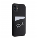 Karl Lagerfeld Saffiano Card Slot Metal Signaturfodral för iPhone 11 Svart