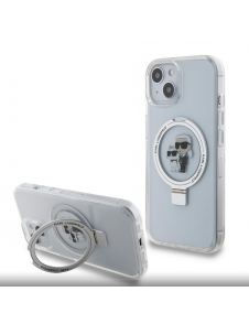 Karl Lagerfeld Ringställ Karl och Choupette MagSafe Fodral till iPhone 15 Vit
