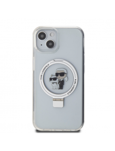 Karl Lagerfeld Ringställ Karl och Choupette MagSafe Fodral till iPhone 15 Vit