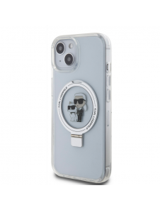 Karl Lagerfeld Ringställ Karl och Choupette MagSafe Fodral till iPhone 15 Vit