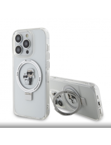 Karl Lagerfeld Ringställ Karl och Choupette MagSafe Fodral till iPhone 15 Pro Vit