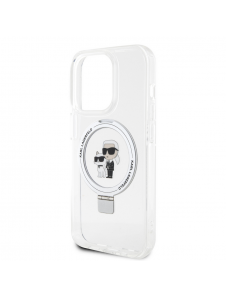 Karl Lagerfeld Ringställ Karl och Choupette MagSafe Fodral till iPhone 15 Pro Vit