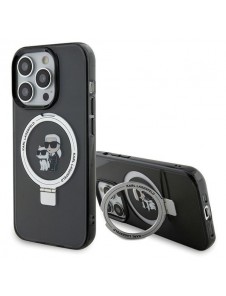 Karl Lagerfeld Ringställ Karl och Choupette MagSafe Fodral för iPhone 15 Pro Max Svart