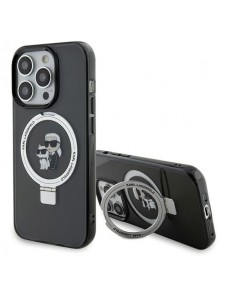 Karl Lagerfeld Ringställ Karl och Choupette MagSafe Fodral för iPhone 15 Pro Max Svart