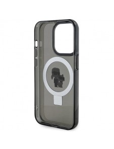 Karl Lagerfeld Ringställ Karl och Choupette MagSafe Fodral för iPhone 15 Pro Max Svart