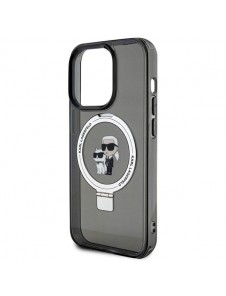 Karl Lagerfeld Ringställ Karl och Choupette MagSafe Fodral för iPhone 15 Pro Max Svart