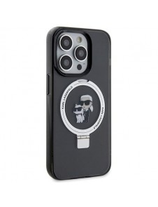 Karl Lagerfeld Ringställ Karl och Choupette MagSafe Fodral för iPhone 15 Pro Max Svart