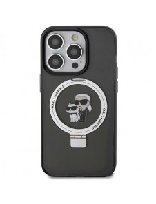 Karl Lagerfeld Ringställ Karl och Choupette MagSafe Fodral för iPhone 15 Pro Max Svart