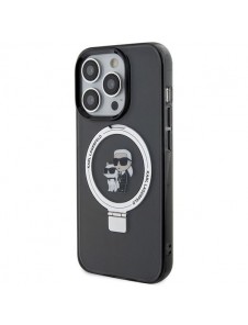 Karl Lagerfeld Ringställ Karl och Choupette MagSafe Fodral för iPhone 15 Pro Svart