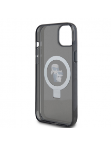 Karl Lagerfeld Ringställ Karl och Choupette MagSafe Fodral för iPhone 15 Plus Svart