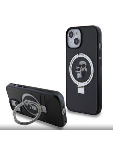 Karl Lagerfeld Ringställ Karl och Choupette MagSafe Fodral till iPhone 15 Svart