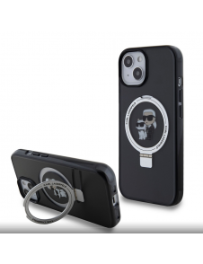Karl Lagerfeld Ringställ Karl och Choupette MagSafe Fodral till iPhone 15 Svart