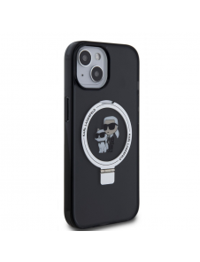 Karl Lagerfeld Ringställ Karl och Choupette MagSafe Fodral till iPhone 15 Svart