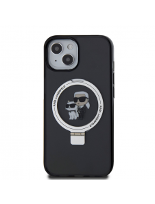 Karl Lagerfeld Ringställ Karl och Choupette MagSafe Fodral till iPhone 15 Svart