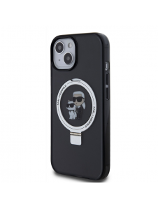Karl Lagerfeld Ringställ Karl och Choupette MagSafe Fodral till iPhone 15 Svart