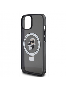 Karl Lagerfeld Ringställ Karl och Choupette MagSafe Fodral till iPhone 15 Svart
