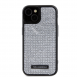 Karl Lagerfeld Rhinestone Plate Metall Logotypfodral för iPhone 15 Silver