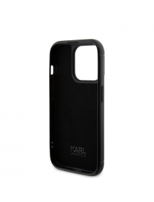 Karl Lagerfeld Rhinestone Plate Metall Logotypfodral till iPhone 15 Pro Silver