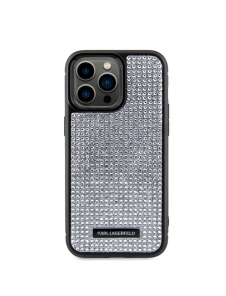Karl Lagerfeld Rhinestone Plate Metall Logotypfodral till iPhone 15 Pro Max Silver